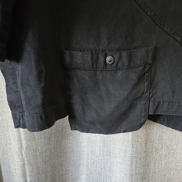 Tianello Black Tencel Turtleneck Asymmetrical Top Size S Oversized Lagenlook - Picture 3 of 5